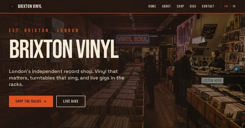 Brixton Vinyl website built with SiteMagic
