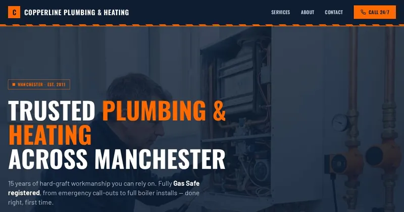 Copperline Plumbing & Heating website built with SiteMagic