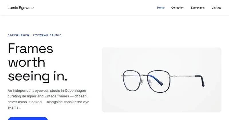 Lumio Eyewear website built with SiteMagic