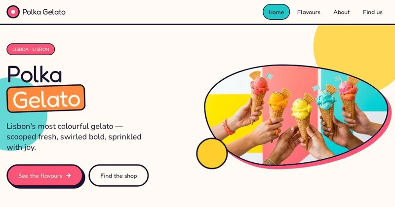 Polka Gelato website built with SiteMagic